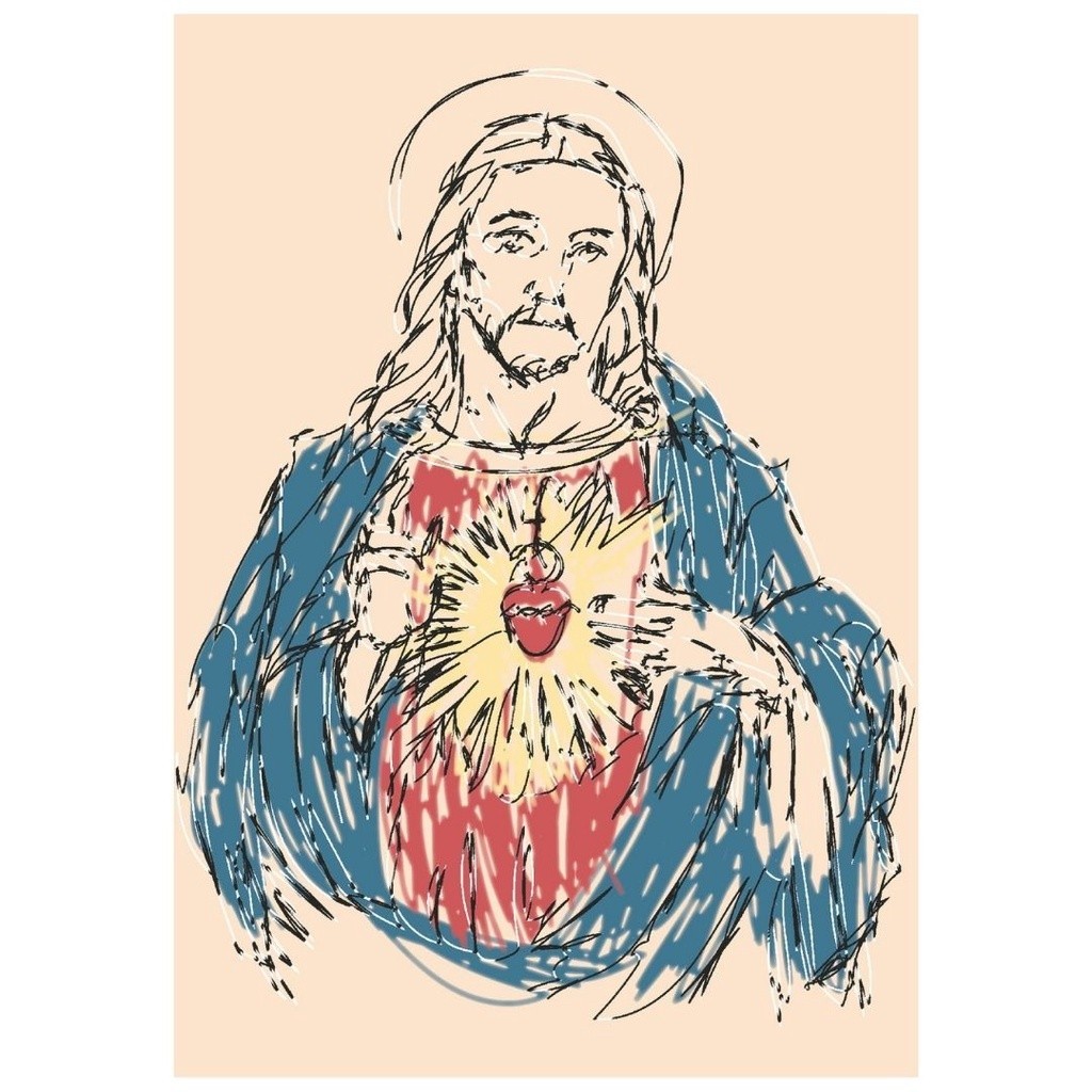Quadro Plaquinha Decorativa MDF Coração de Jesus - FR142