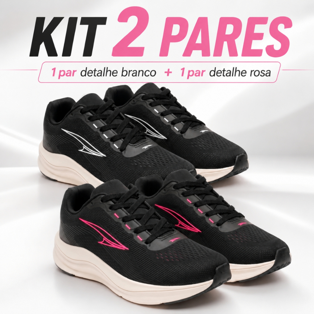 Kit 2 Tênis Casual Esportivo Confortável Respirável Academia Treino Leve Em Mesh