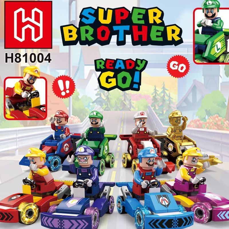 Compatível com Lego Super Adventurer Pull Back Racing Building Blocks Conjunto de brinquedos educativos presente