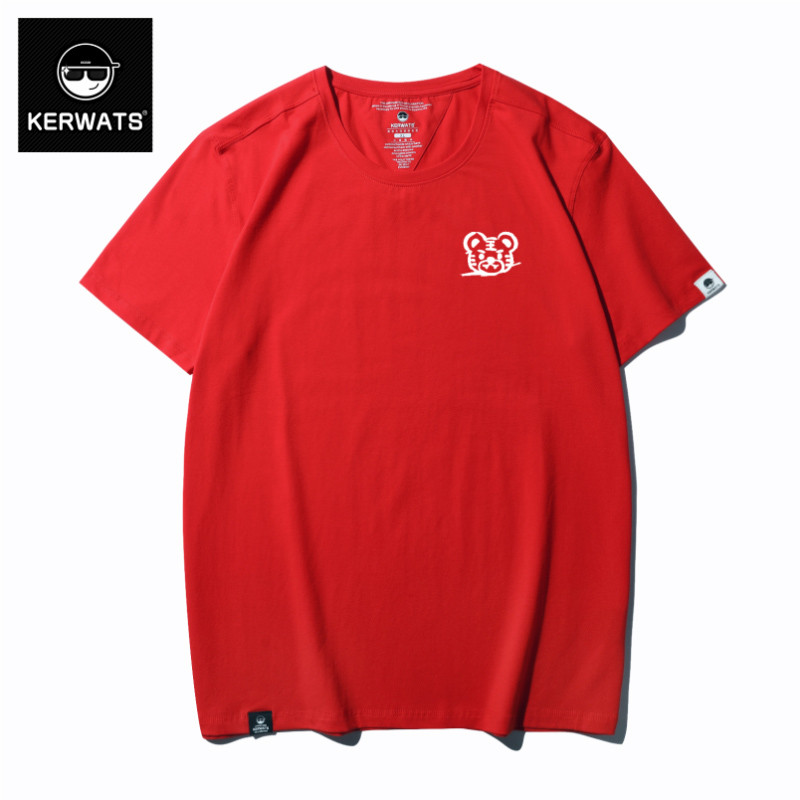 KERWATS tigre Benming ano simples All-Match Corsage tamanho grande camiseta vermelha Genderless masculino feminino camis
