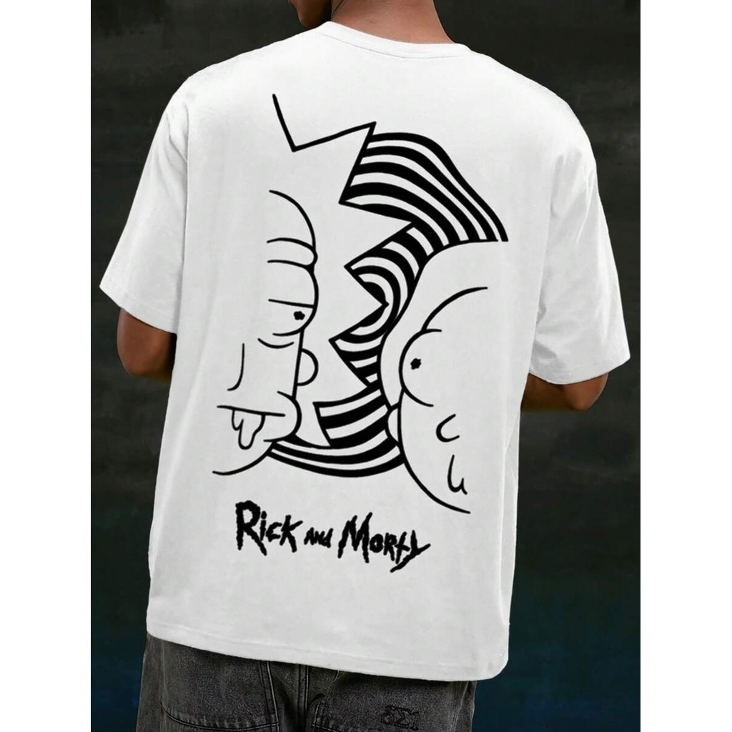 Camiseta Estampada Rick and Morty Camiseta de Manga Curta Casual Masculina, Malha Solta,  Desenho Adult Swin
