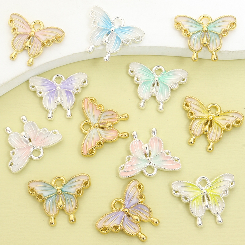 10 Peças Amuletos De Liga De Óleo De Gotejamento De Borboleta Gradiente Fresco Primavera Verão , Cores De Emenda Elegant