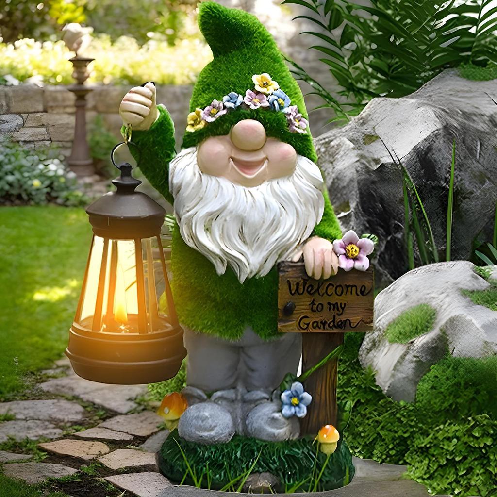 Gnomos Decorações Para Quintal Solar Bonito Jardim Gnome Com Lanterna Fora Estatueta Luzes Paisagem Caminho wonabr
