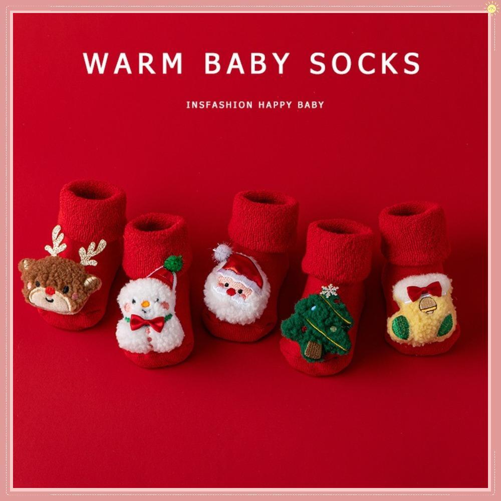 Meias Infantis Recém-Nascidas , Chinelos Quentes Vermelhos De Papai Noel Para Meninos E Meninas , Meia Infantil De Algod