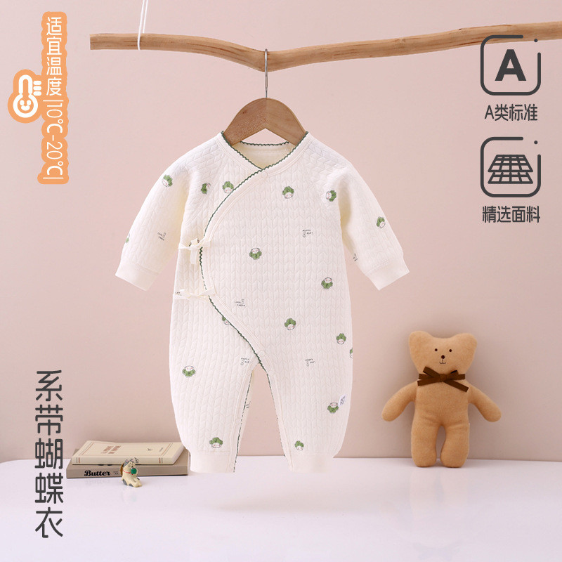 Roupas para recém-nascidos outono inverno estilo desossado três camadas quente borboleta roupas pijamas do bebê ar algod