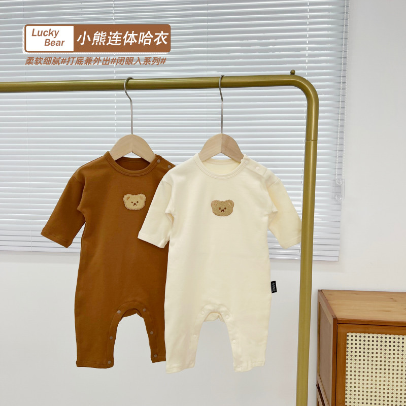 Ins urso bebê manga comprida dos desenhos animados macacão bebê primavera outono Outing macacão recém-nascido puro algod
