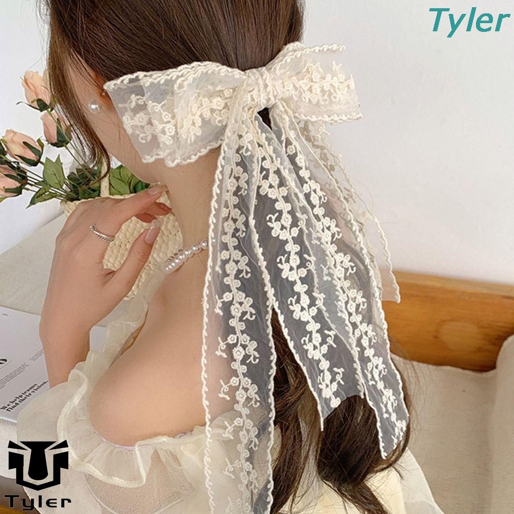Grampo De Cabelo Com Laço De Renda TYLER , Prendedor Bordado Estilo Francês Doce , Feminino Princesa Grande