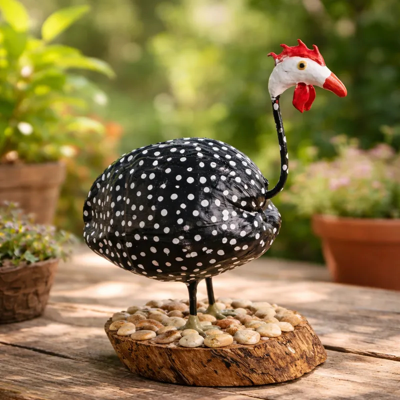 Galinha D'Angola Artesanal Fibra de Coco Decoração Casa Presente Feito à Mão Mulheres