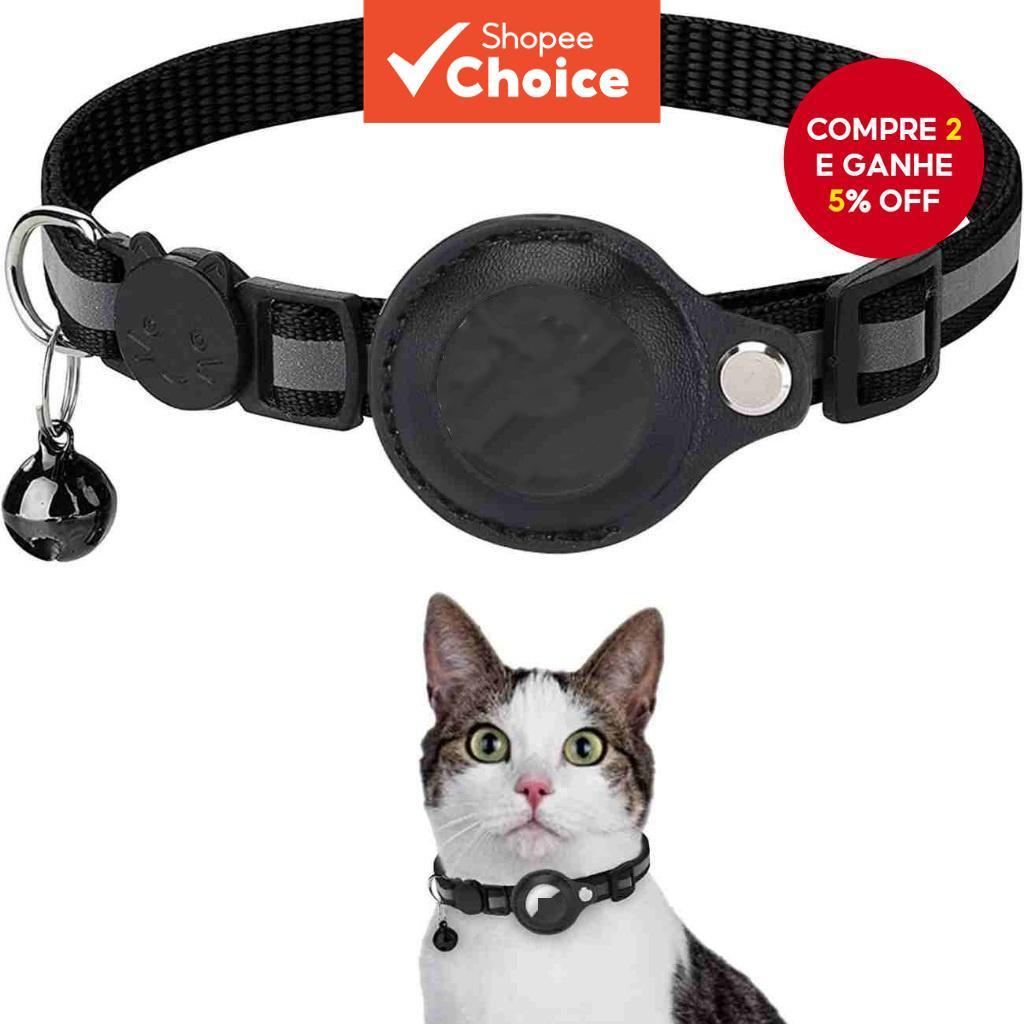 Coleira De Gato AirTag Breakaway – Gatinho Reflexiva Com Suporte E Sino Apple , Ajustável 22 32.5cm , Segurança Leve Par
