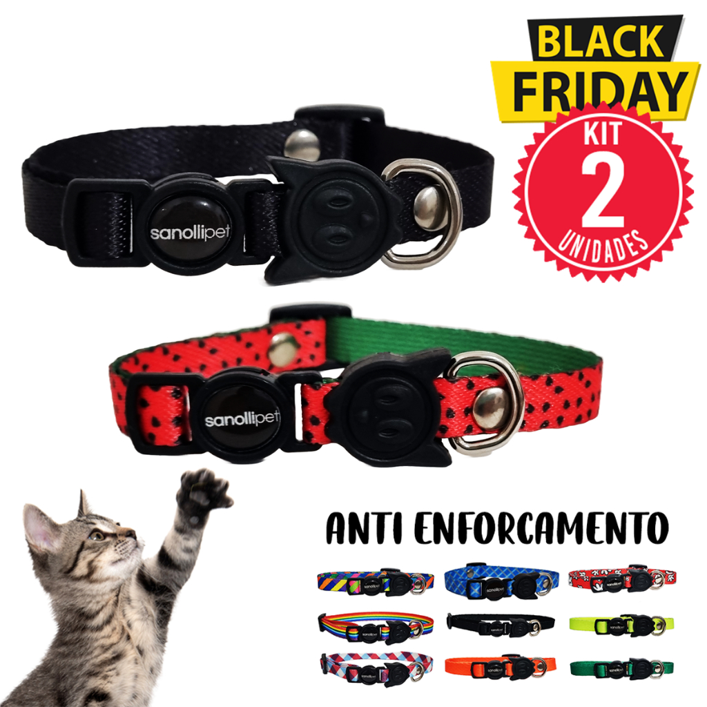 Kit 2 Coleiras Para Gato Anti Enforcamento Fecho Safety Breakaway Segura De Passeio Luxo