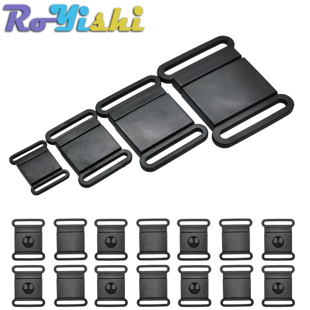 20 Unidades/Pacote 10-25mm Emblema De Plástico Preto ID Segurança Breakaway Sutiã Fivela Ajuste Gato Cão Colar Arnês Cin