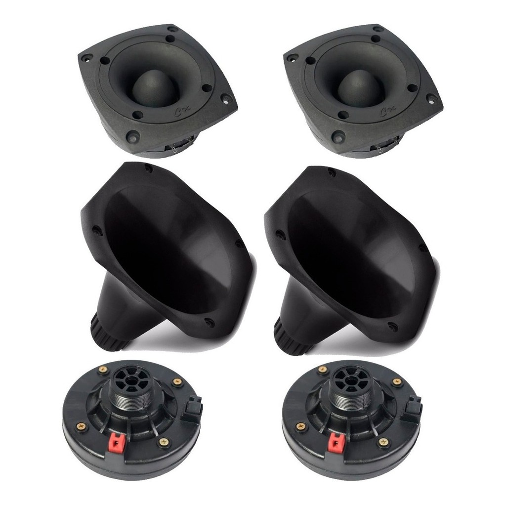 Kit Para Corneteira 2 Driver + 2 Cone Bocal Cornetas + 2 Super Tweeter Tuiter Twiter