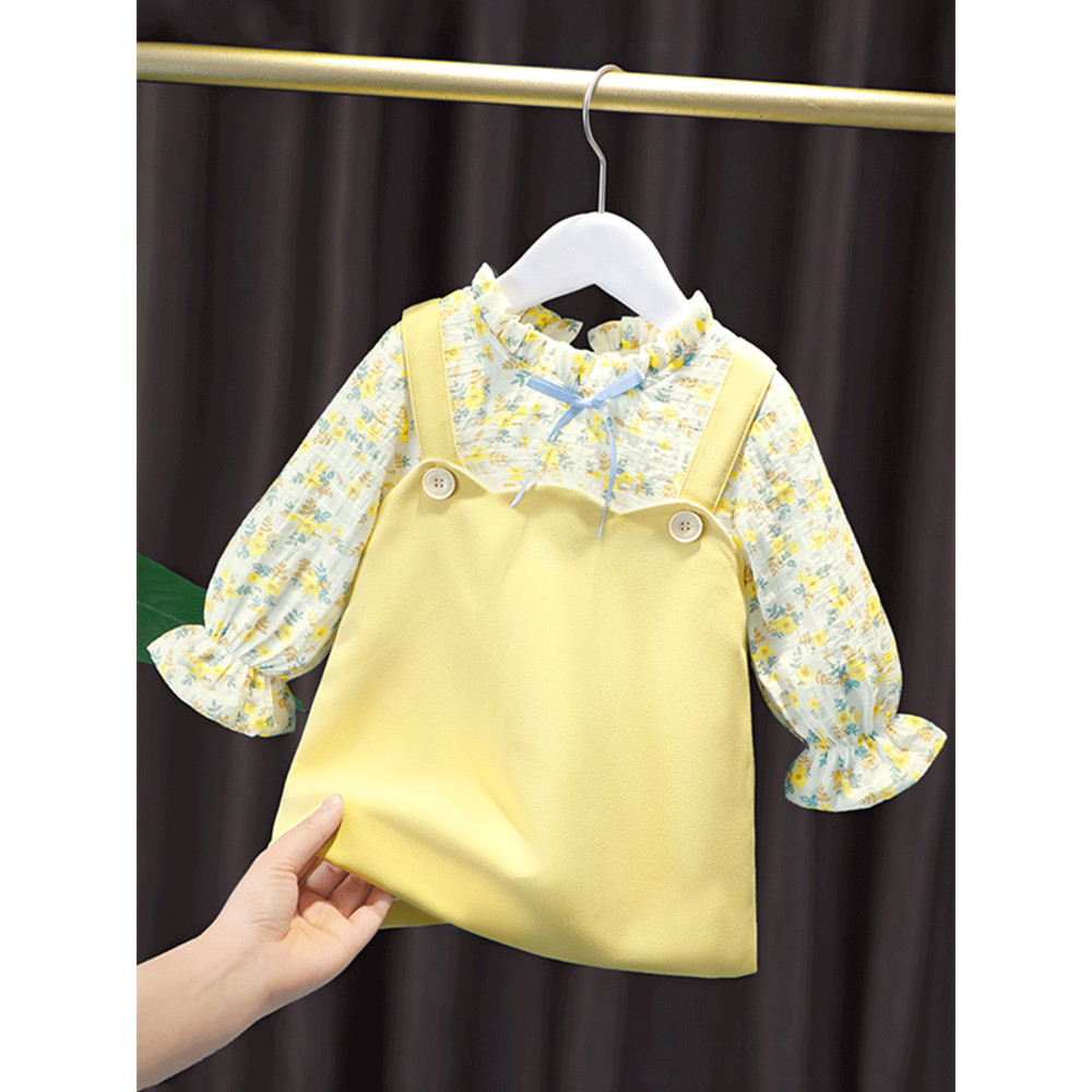 Meninas vestido primavera outono moda crianças cinta saia outono roupas de bebê um ano de idade vestido de outono do beb