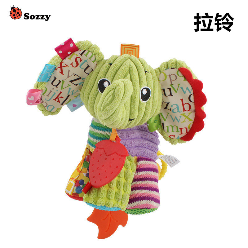 Sozzy elefante verde caixa de música puxar sino pequeno mês idade brinquedo do bebê carrinho de bebê torno pendurado beb