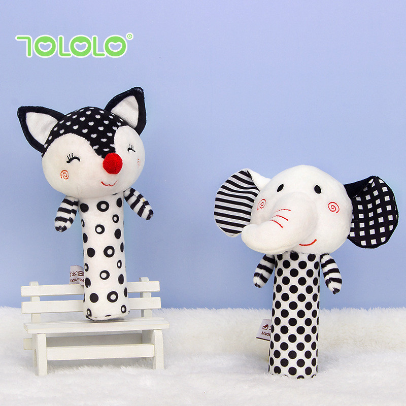TOLOLOLO Novo Estilo Bebê Preto Branco Manivela Brinquedo Educacional Inicial Calmante Manivela Vara 0 Anos de Idade Beb