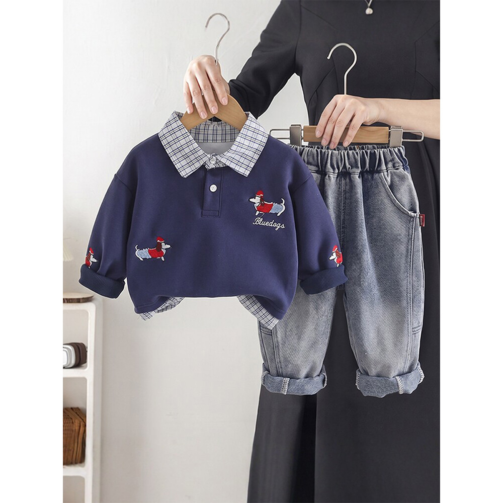 Menino terno 2026 novo estilo primavera outono estilo ocidental 3 crianças roupas menino bebê dividir 1 ano de idade beb