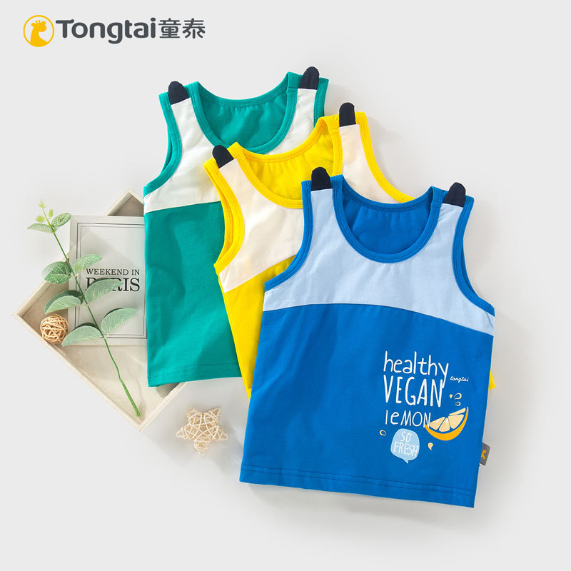 Tongtai colete de bebê verão desenho animado fino sem mangas curto T na moda Casual obstáculos Top 1-4 anos de idade beb