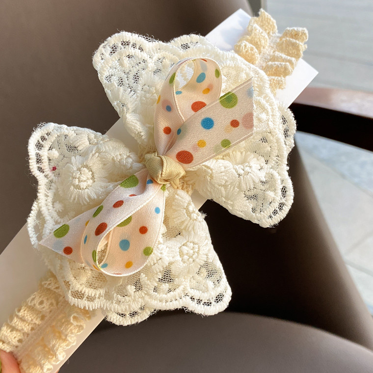 Novo fresco doce princesa acessórios para o cabelo bolinhas bebê menina um ano de idade gaze arco faixa de cabelo do beb