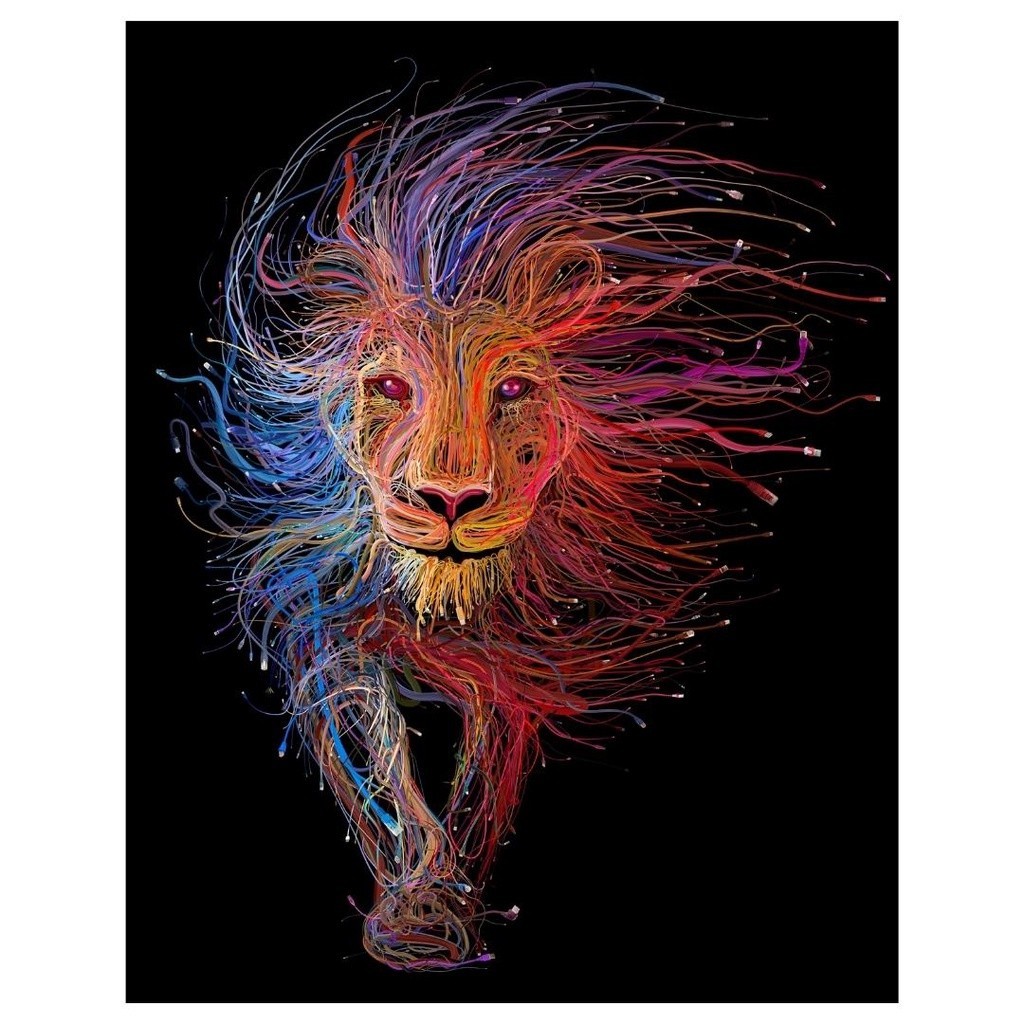 Quadro Plaquinha Decorativa MDF Leão em cores - FR29