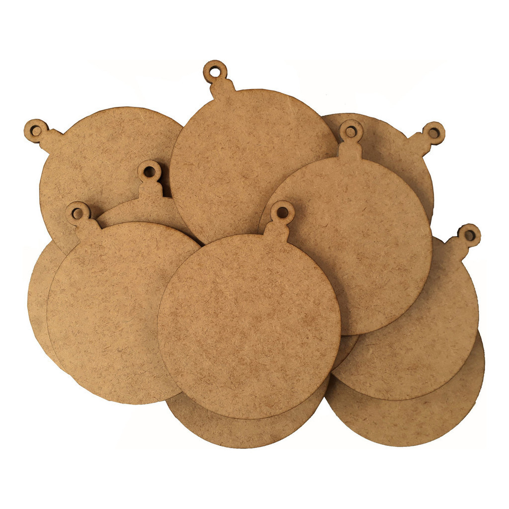 50 Bolas De Natal De 10 Cm Mdf Crú Artesanato Decoração