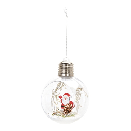 Bola Aberta de Led Decoração de Natal Enfeite Arvore Acrilico 8cm - 1 Unidade