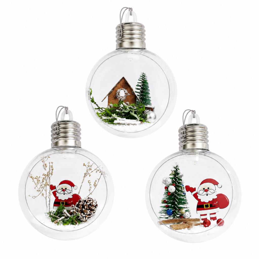 Kit 12 Bola De Natal Para Arvore Natalina Acrílica Com Led Decor Decoração Enfeite 8cm - Escolha