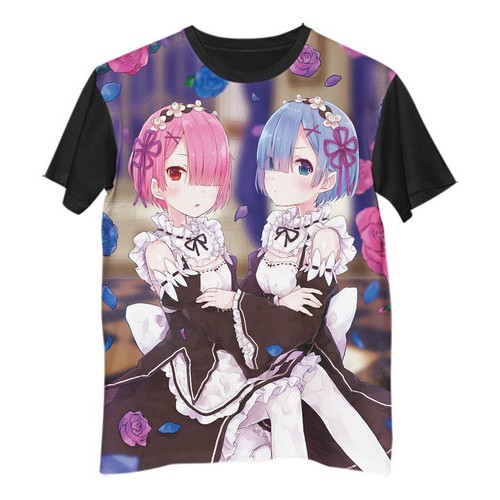 Camisa Camiseta Anime Re Zero Rem Ram Maid Girls G1482