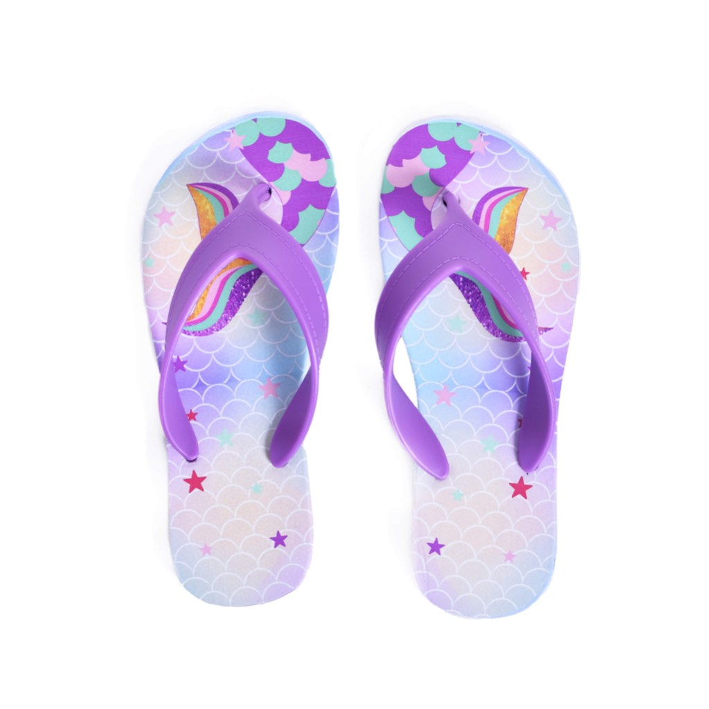 Chinelo de Dedo Infantil Feminino de Sereia Leve Macio Antiderrapante Menina Estilosa Zero123