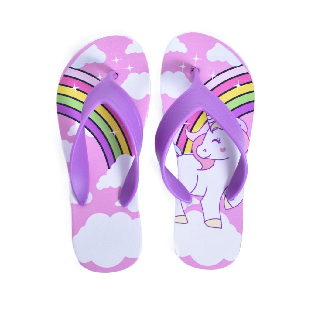 Chinelo de Dedo Feminino Infantil Personagem Menina de Unicórnio Leve Macio Antiderrapante Zero123