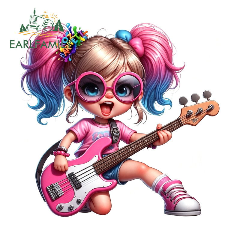 EARLFAMILY Rock Girl Adesivo De Carro Elegante Oclusão Zero Bicicleta Elétrica Motor Janelas Skate Caminhão PVC Decalque