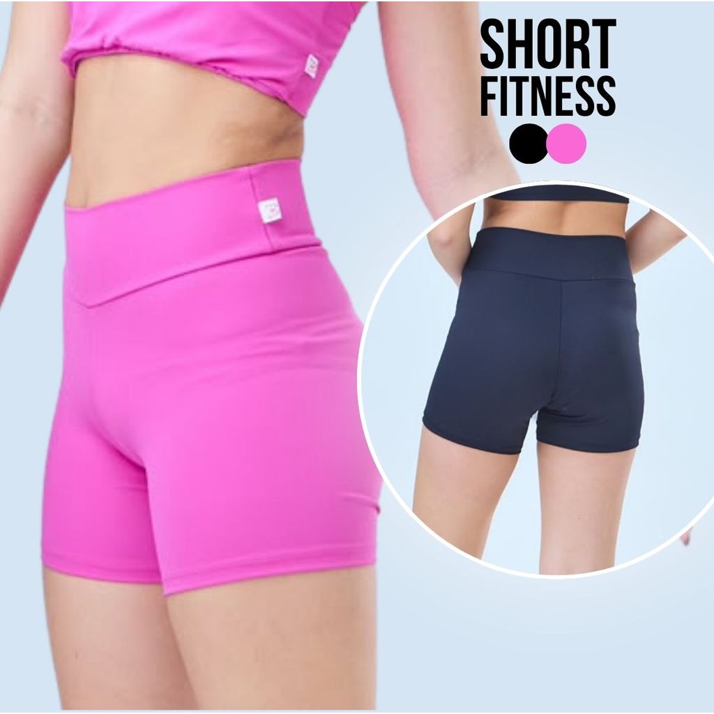 Short Fitness Infantil Feminino Cintura Alta Zero Transparência Academia Treino Confortável