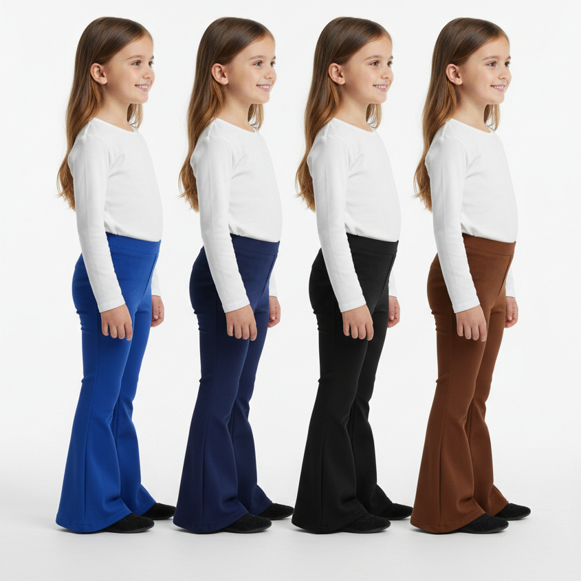 KIT 2 Calça Legging Menina Flare Suplex Confortável Proteção UV Zero Transparência Educação Física