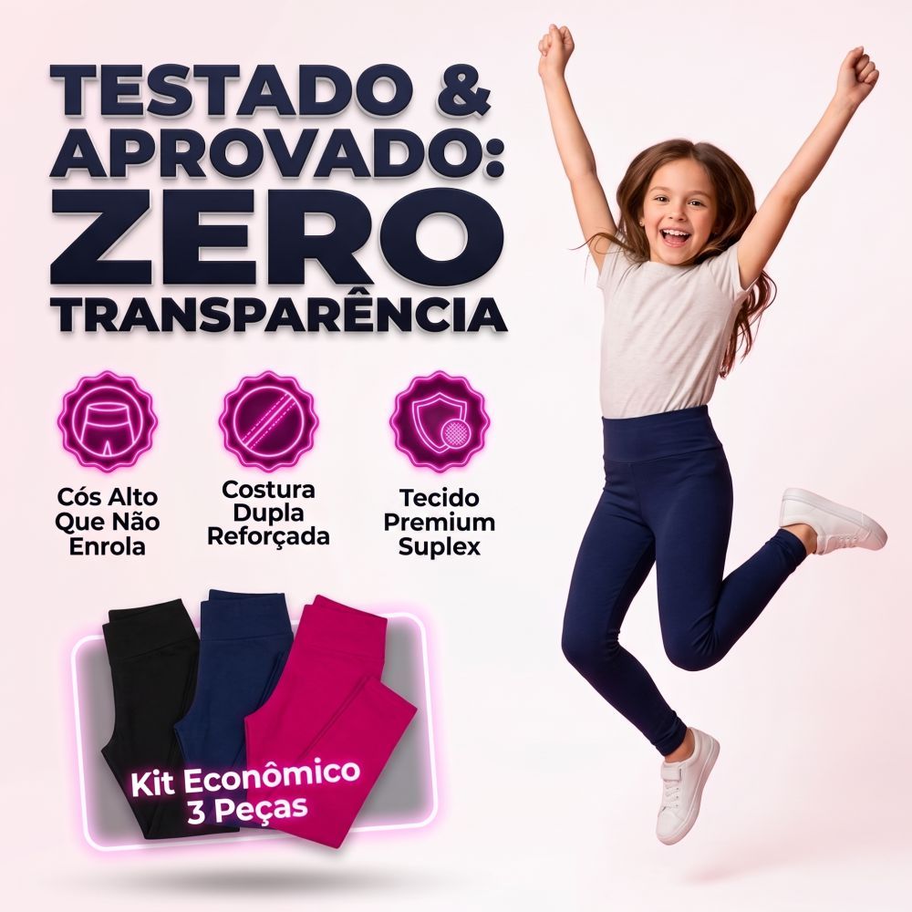 Calça legging infantil e juvenil menina 1 ao 16 Anos tecido Premium zero transparência