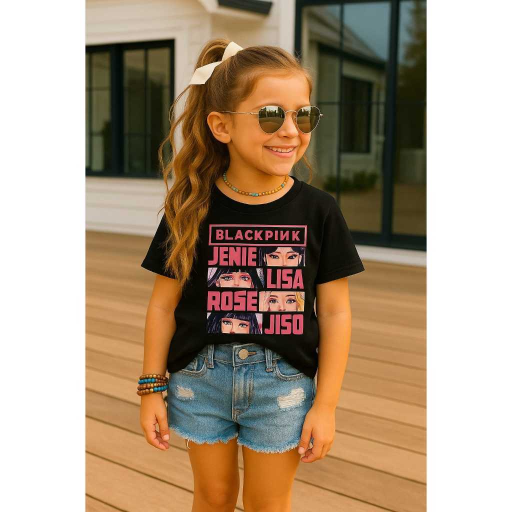 Camiseta Infantil Feminina BlackPink K-Pop Estampa