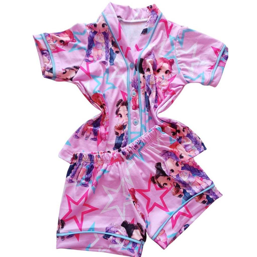 PIJAMA AMERICANO INFANTIL FEMININO- AS GUERREIRAS DO K-POP