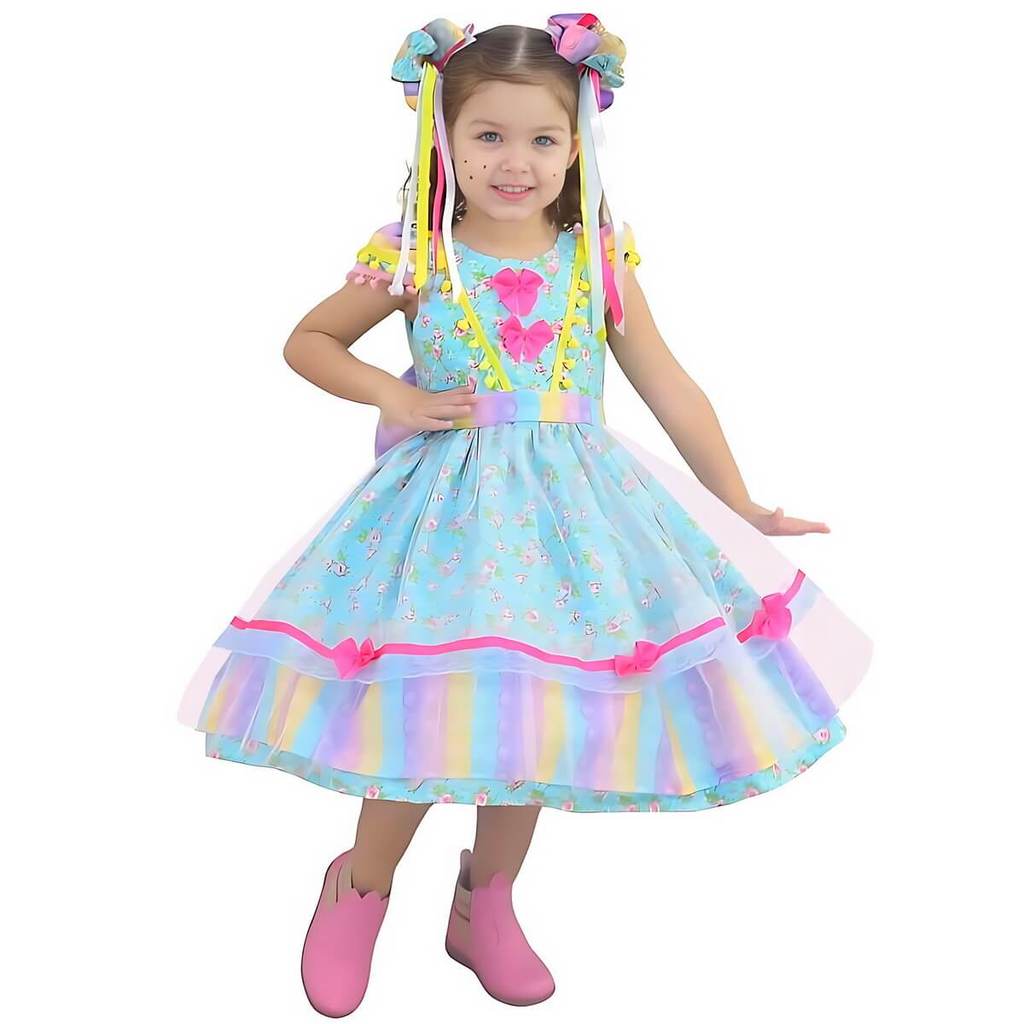 Vestido infantil Festa Junina, Quadrilha - Pop IT - 1 a 10 anos