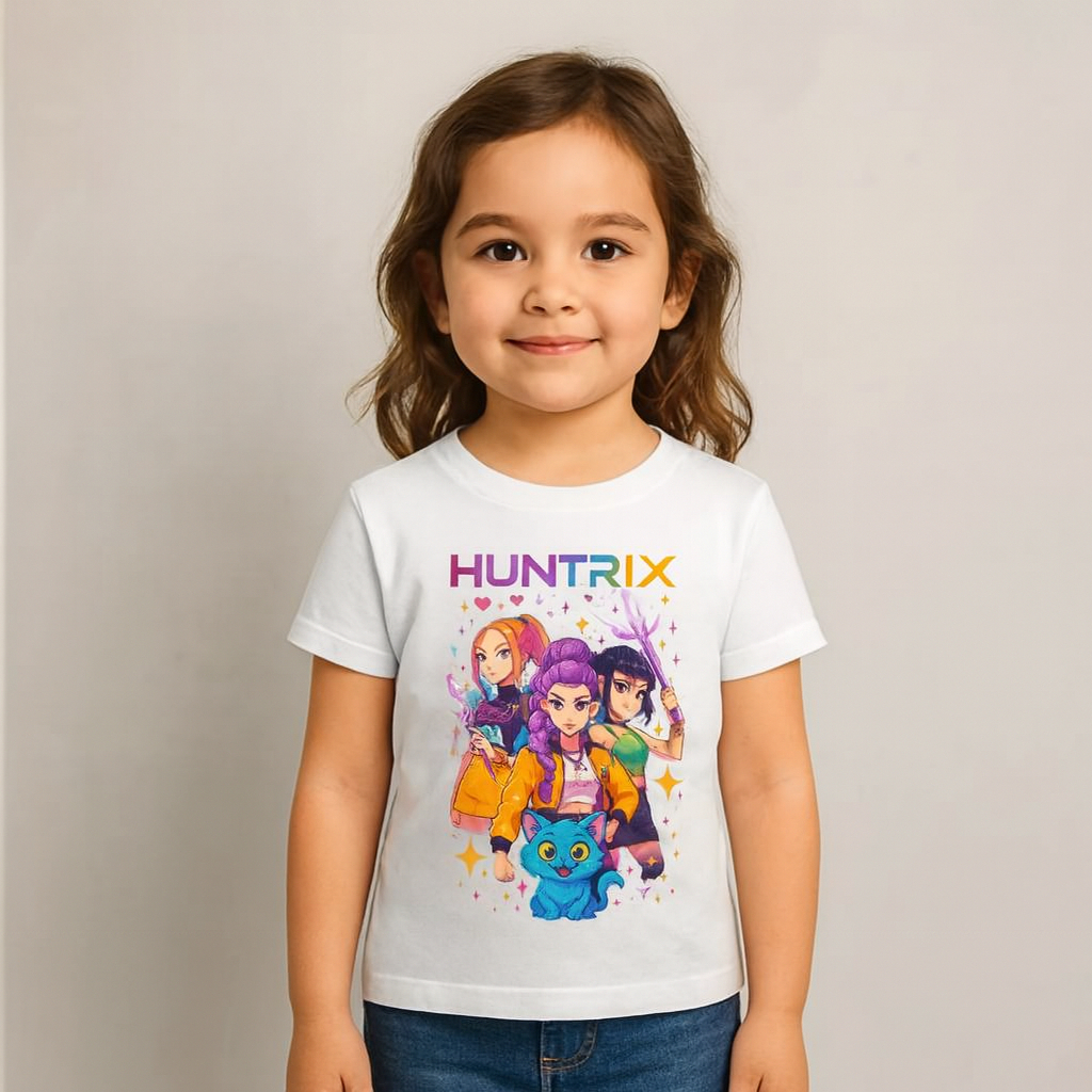 Camiseta Basica Infantil Guerreiras Do K-Pop Huntrix Feminina Masculina 100% Algodão