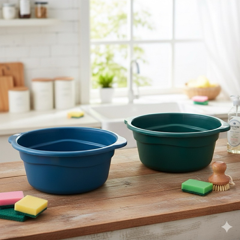Bacia Plástica Redonda 25L 35L Pegador Resistente Roupas Pedicure Cozinha Limpeza Recipiente
