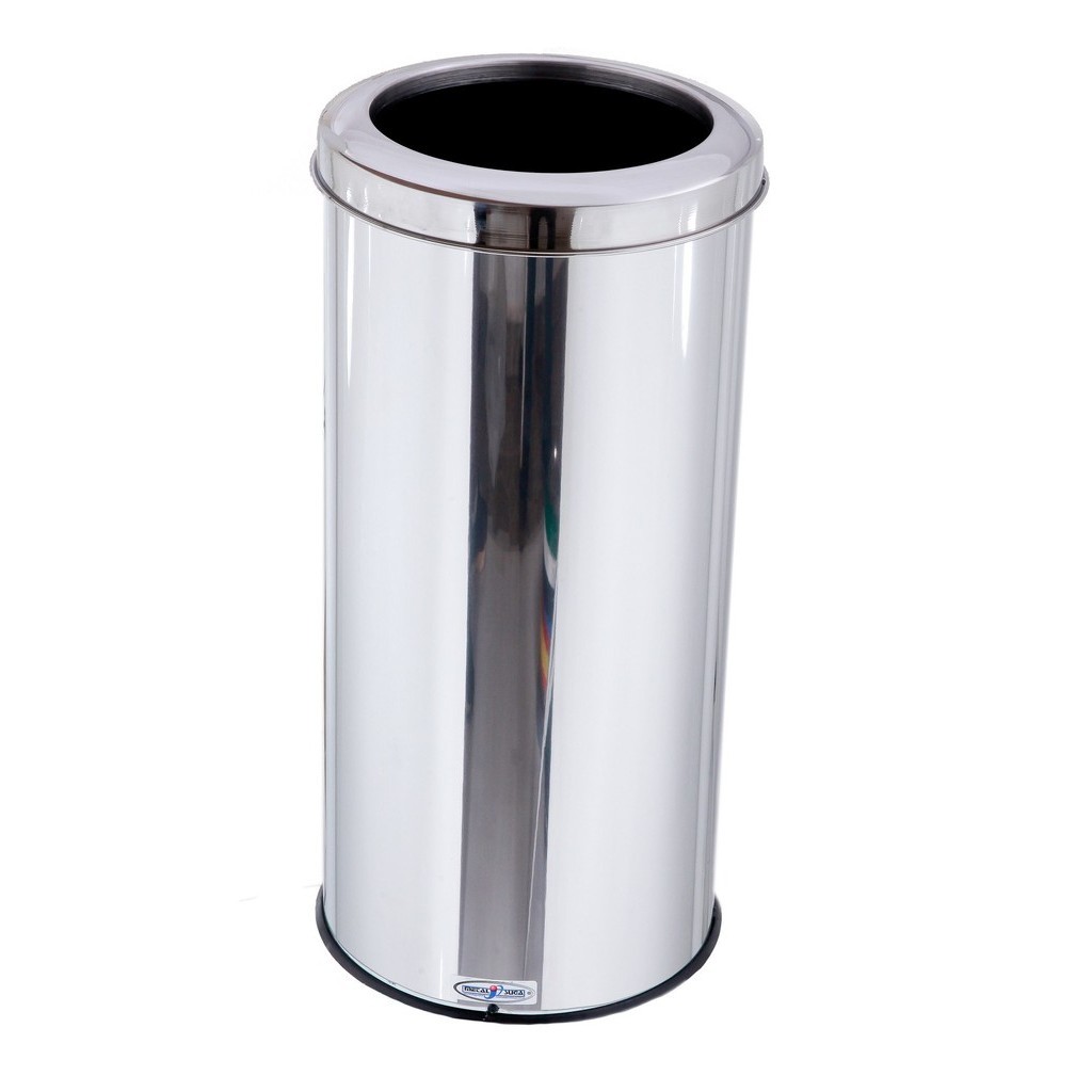 Lixeira Inox Com Aro Inox 25L 24x50 Redonda Tampa Aro Removivel Para Cozinha Banheiro Escritorio