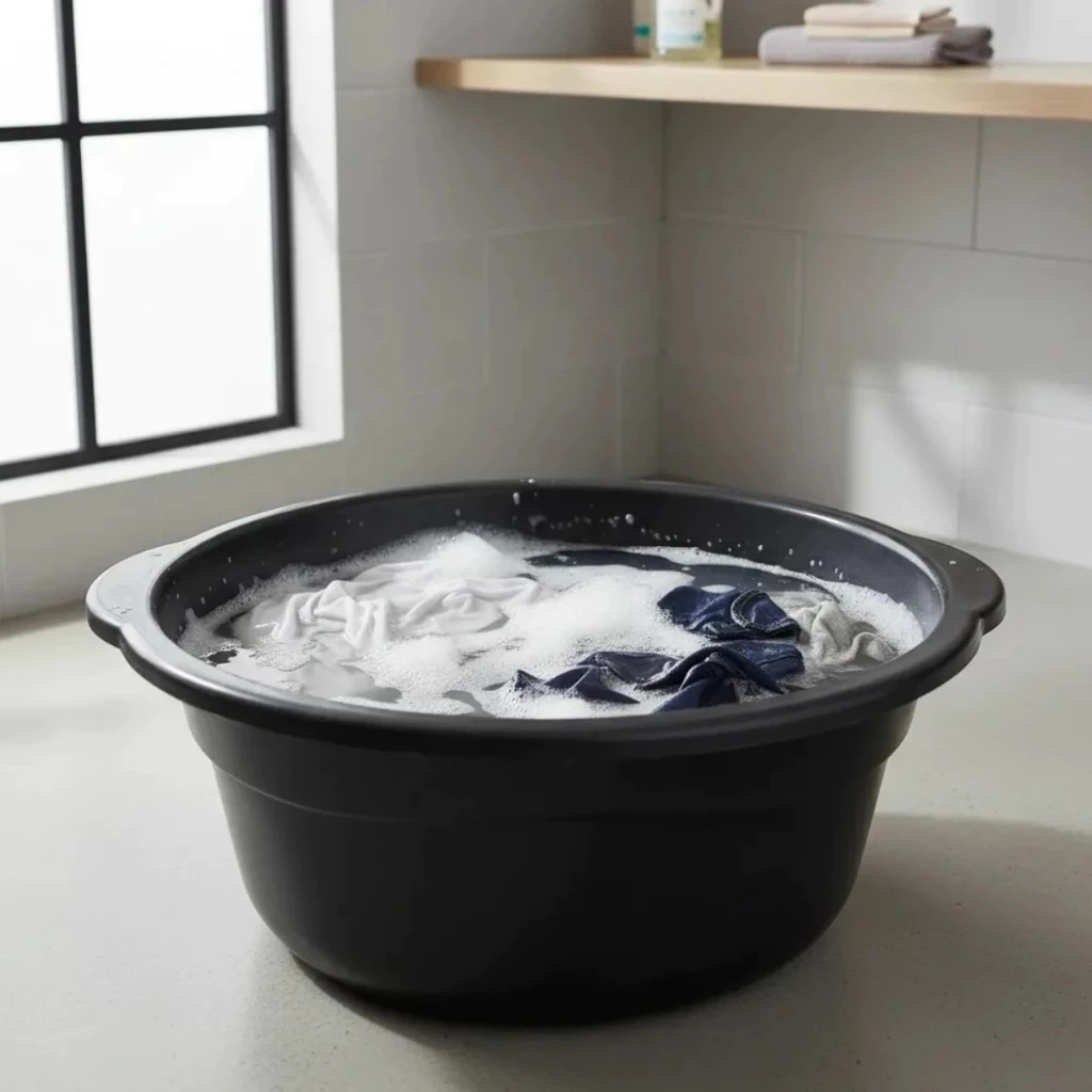 Bacia Plástica Redonda Preta 25L 35L Pegador Ergonômico Resistente Lavar Limpar Multiuso