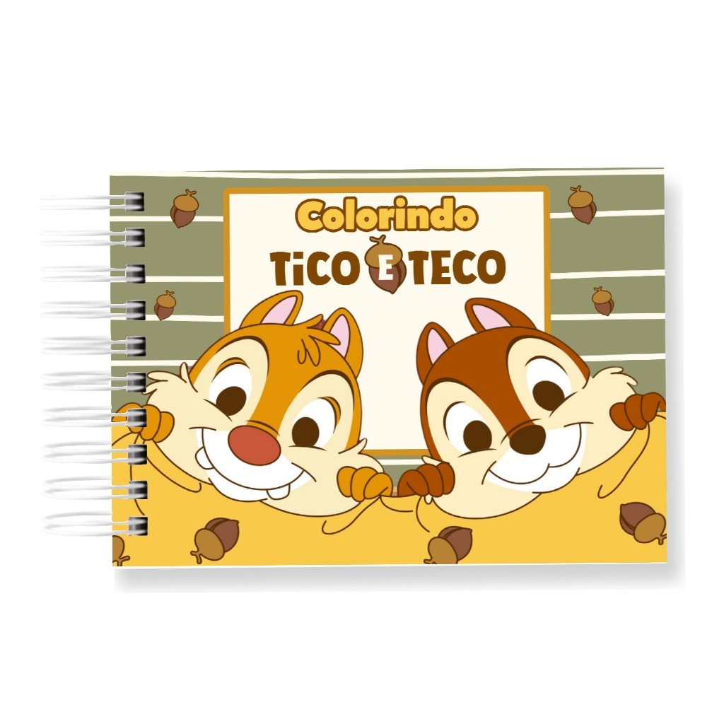 Livro de Colorir TICO E TECO 50 Folhas 180G Caderno de Desenho  SEM PERSONALIZAÇÃO
