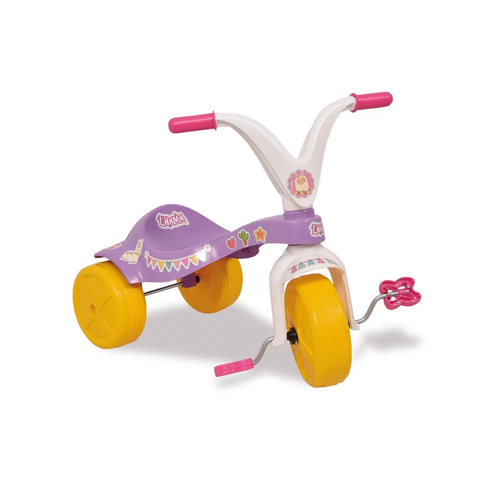 Triciclo Infantil Tico Tico Lhama Xalingo Lilás E Branco Menina Com Adesivos Desenvolvimento Coordenação Motora