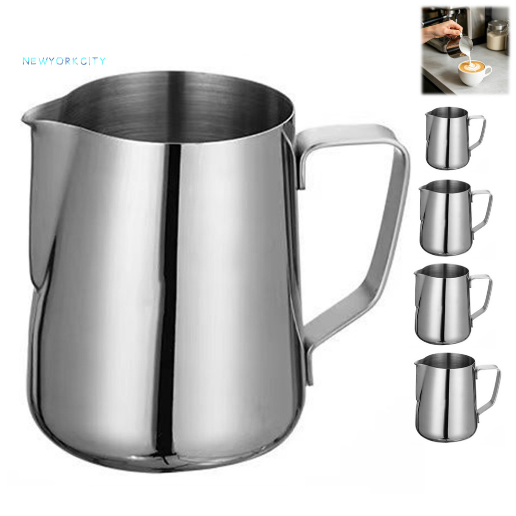 V Shaped Tip Frothing Pitcher Stainless Steel Milk with Measurement Scale V-shaped Spout Coffee Steaming Jug for Espress