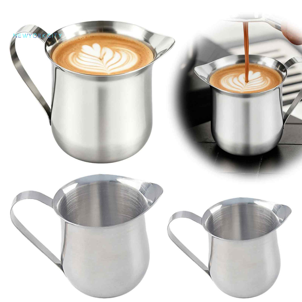 Rust Resistant Frothing Pitcher Stainless Steel Milk for Coffee Bell-shaped Creamer with Pointed Spout for Espresso