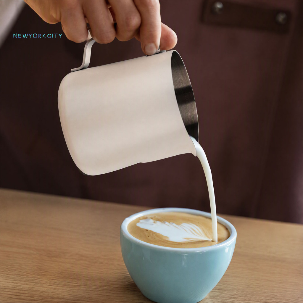 Specialty Coffee Latte Tool Professional Stainless Steel Milk Frothing Pitcher with Measurement Scale Dripless Spout Ste