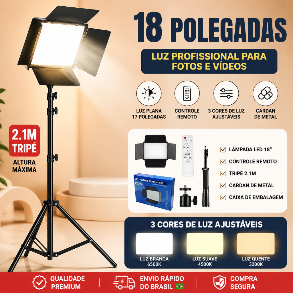 18P 80W Bi-Color LED Video Light 2700-7500K On-Camera Photography Lighting Panel Fill Lamp