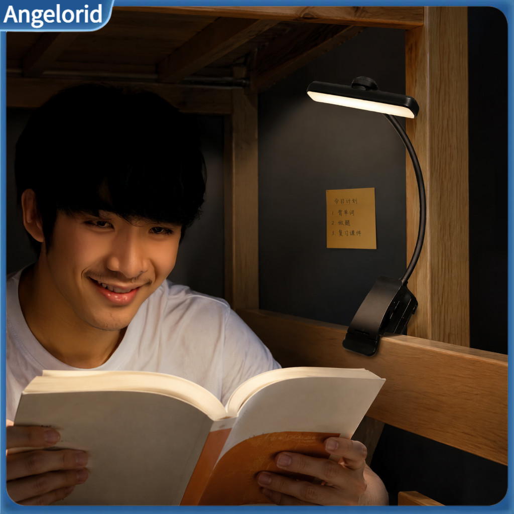 Portable Reading Lamp Clip-on Light with Flexible Gooseneck 24 Led Eye-caring Book Usb Rechargeable 3 Color Modes Steple