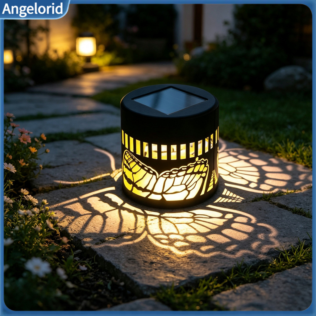 Metal Landscape Step Lights Decorative Garden Post Lamps Solar Wall Outdoor Waterproof Butterfly Projection Lamp Color C