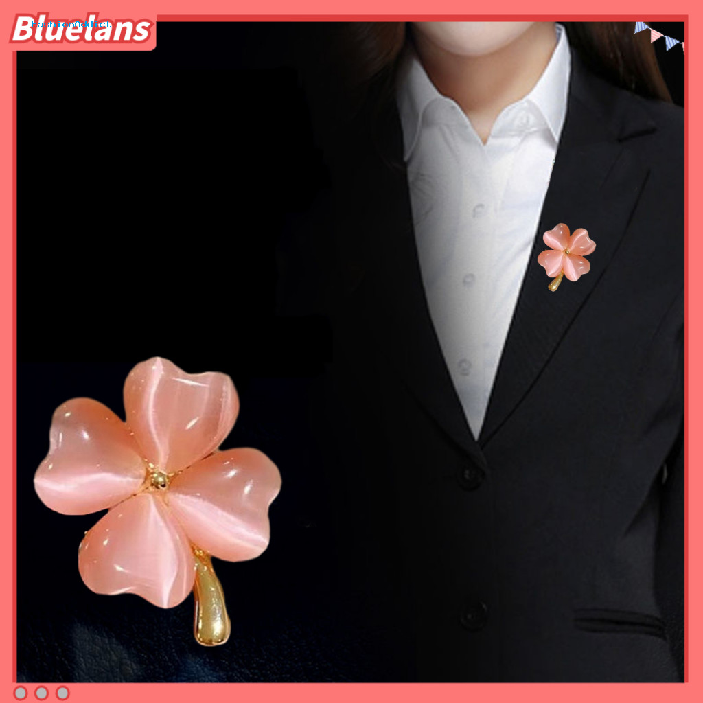 Multi-purpose Brooch Clover Leaf Pin for Women Elegant Formal Collar Decoration Lightweight Anti-rust Plant Jewelry for