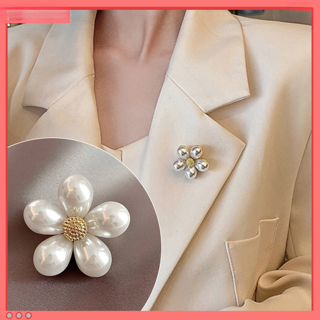 Women Brooch Accessory Luxury Pearl Chic Flower Bow for – Lightweight Rust-resistant Alloy Lapel Pin with Elegant Pear